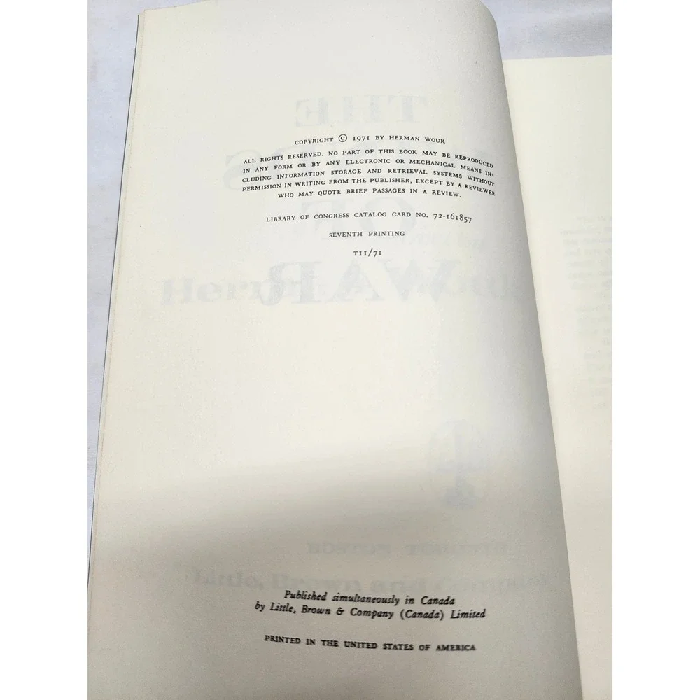 The Winds of War Herman Wouk 1971 Hardcover Dust Jacket 1st Edition 7th Printing
